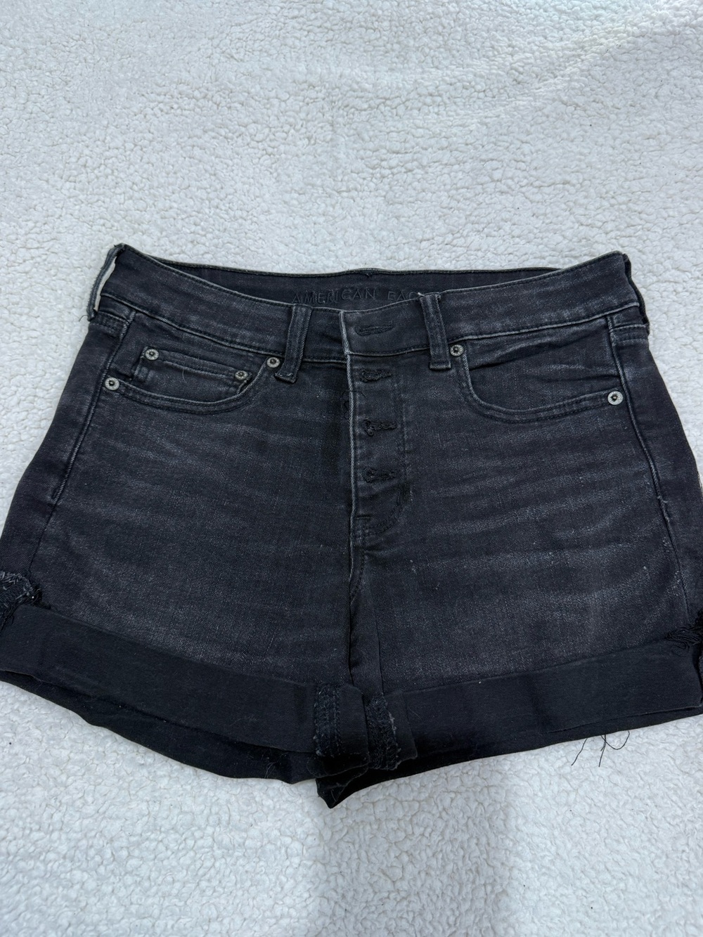 American Eagle black denim shorts